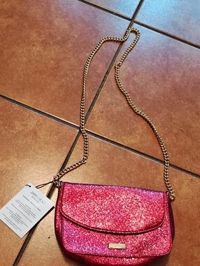 Jimmy Choo RED Glitter Chain Crossbody Bag
